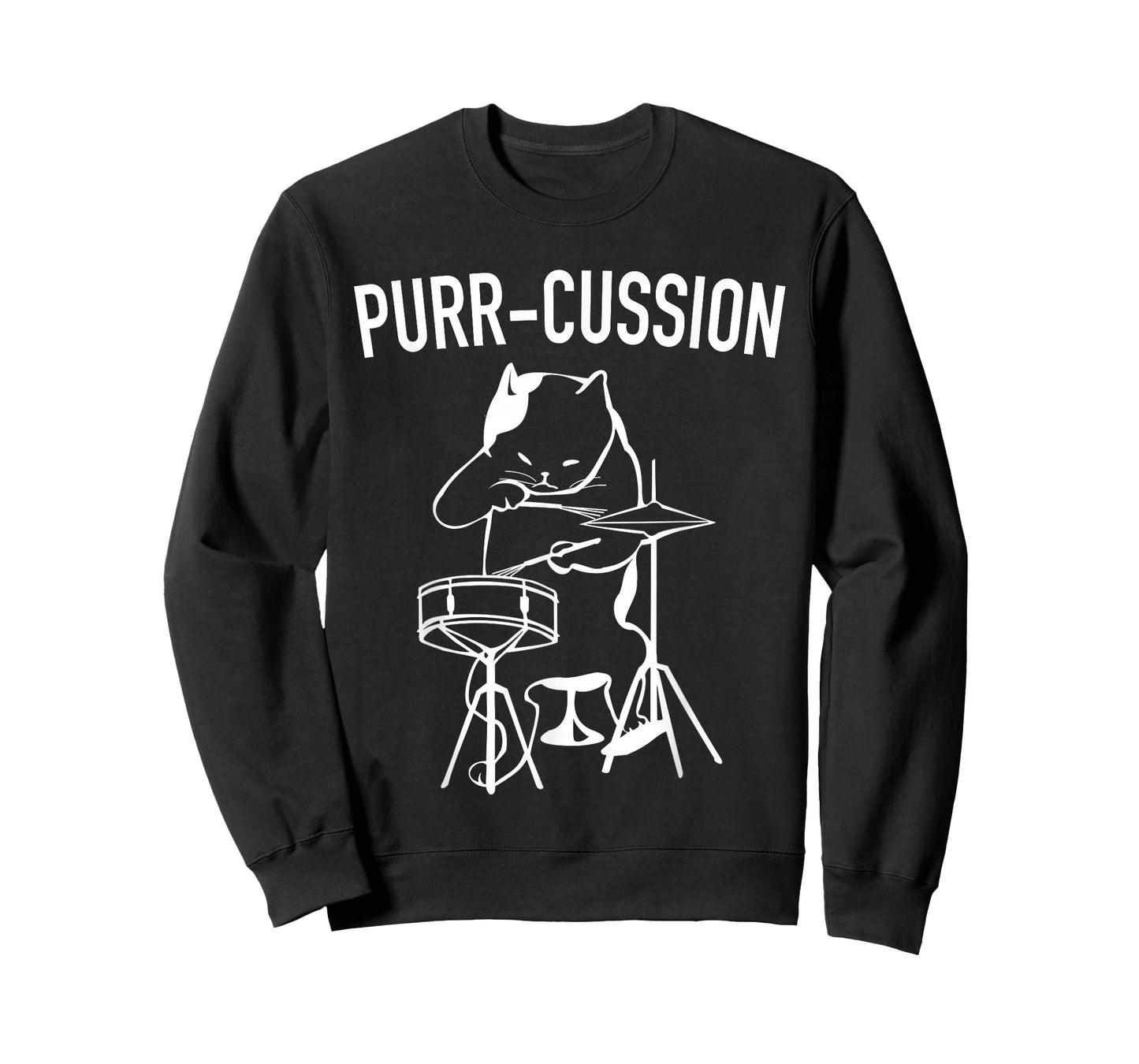 Funny Cat Drummer Shirt Purr-Cussion Druming T-Shirt