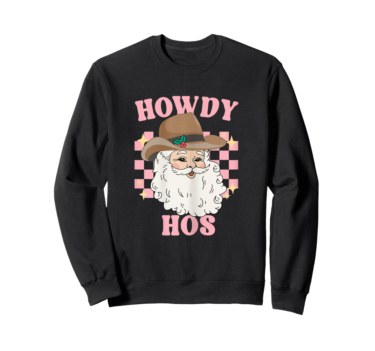 Country Cowboy Christmas Howdy Hos Groovy Western Santa T-Shirt