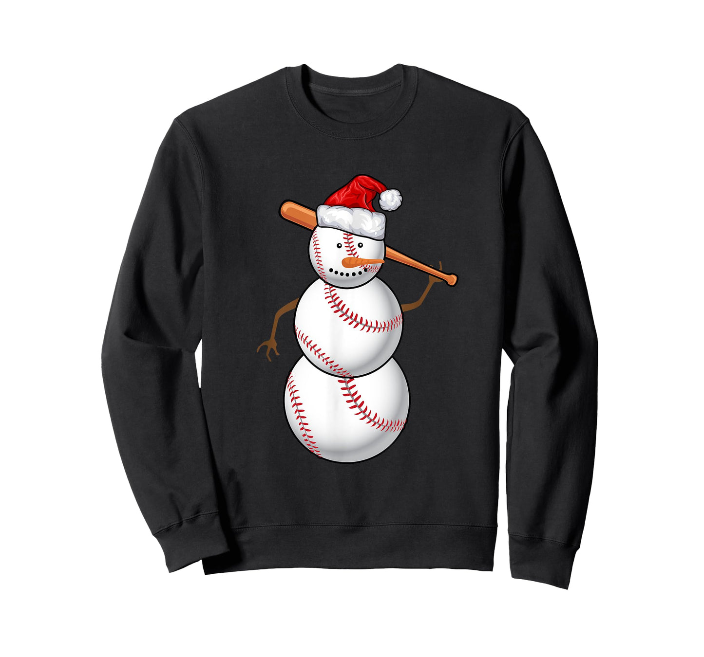 Baseball Fan Snowman Funny Christmas Gift T-Shirt