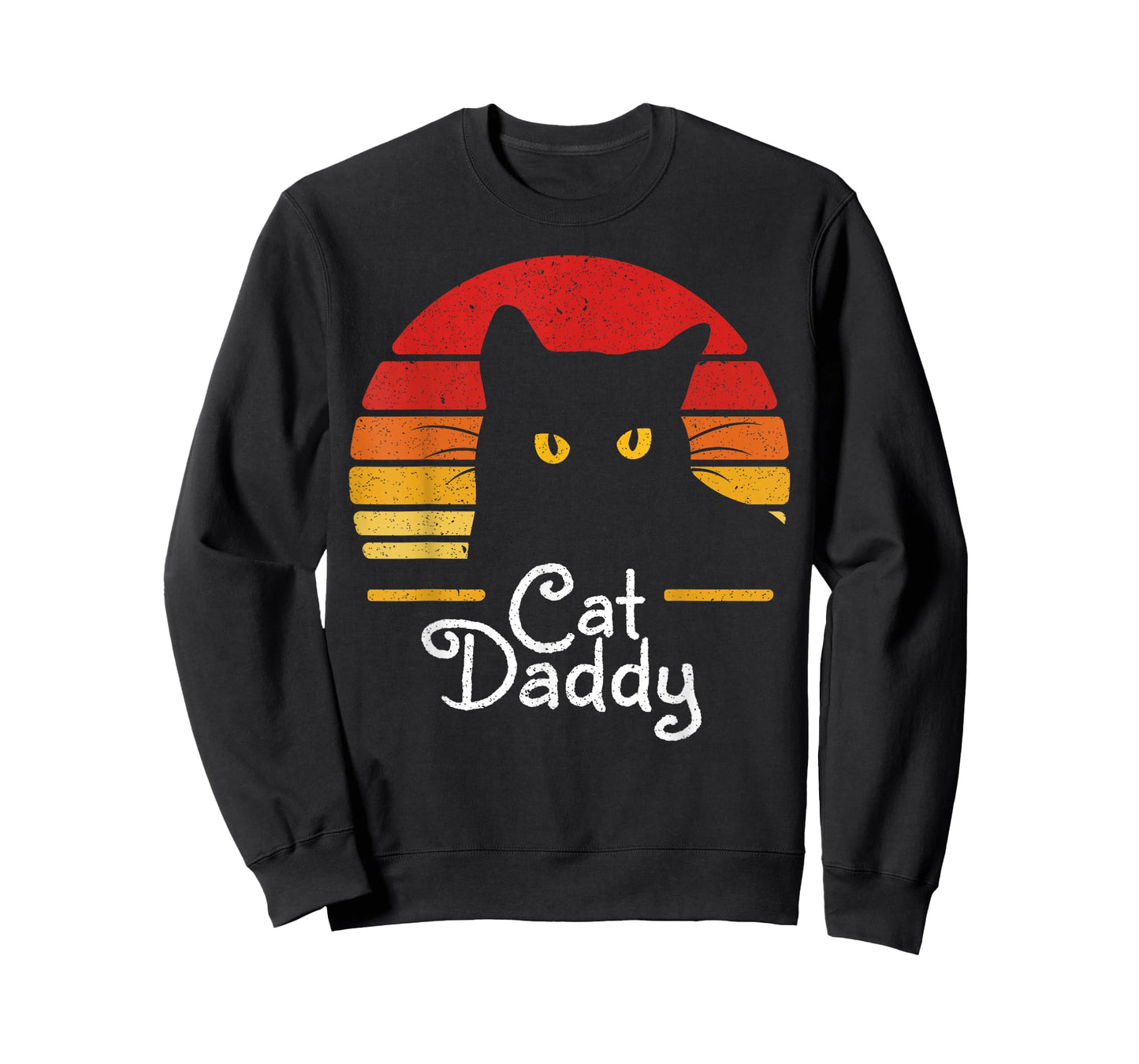 Cat Daddy Retro 70s 80s Black Cat Men Funny Cat Dad Gifts T-Shirt
