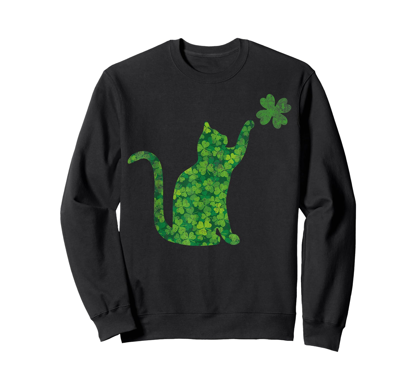 Lucky Cat Shamrock Clover St Patrick's Clover Luck Playful Men Women Kids T-Shirt
