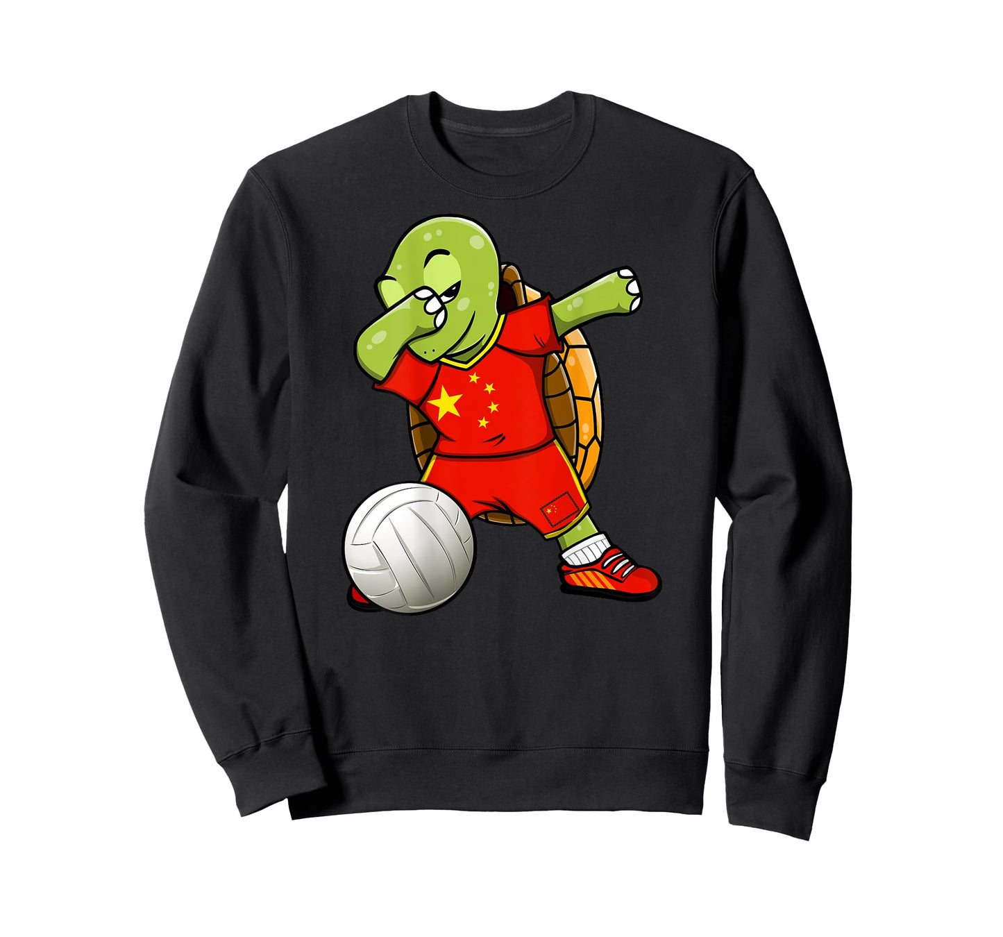 Dabbing Turtle China Volleyball Fans Jersey Chinese Flag T-Shirt