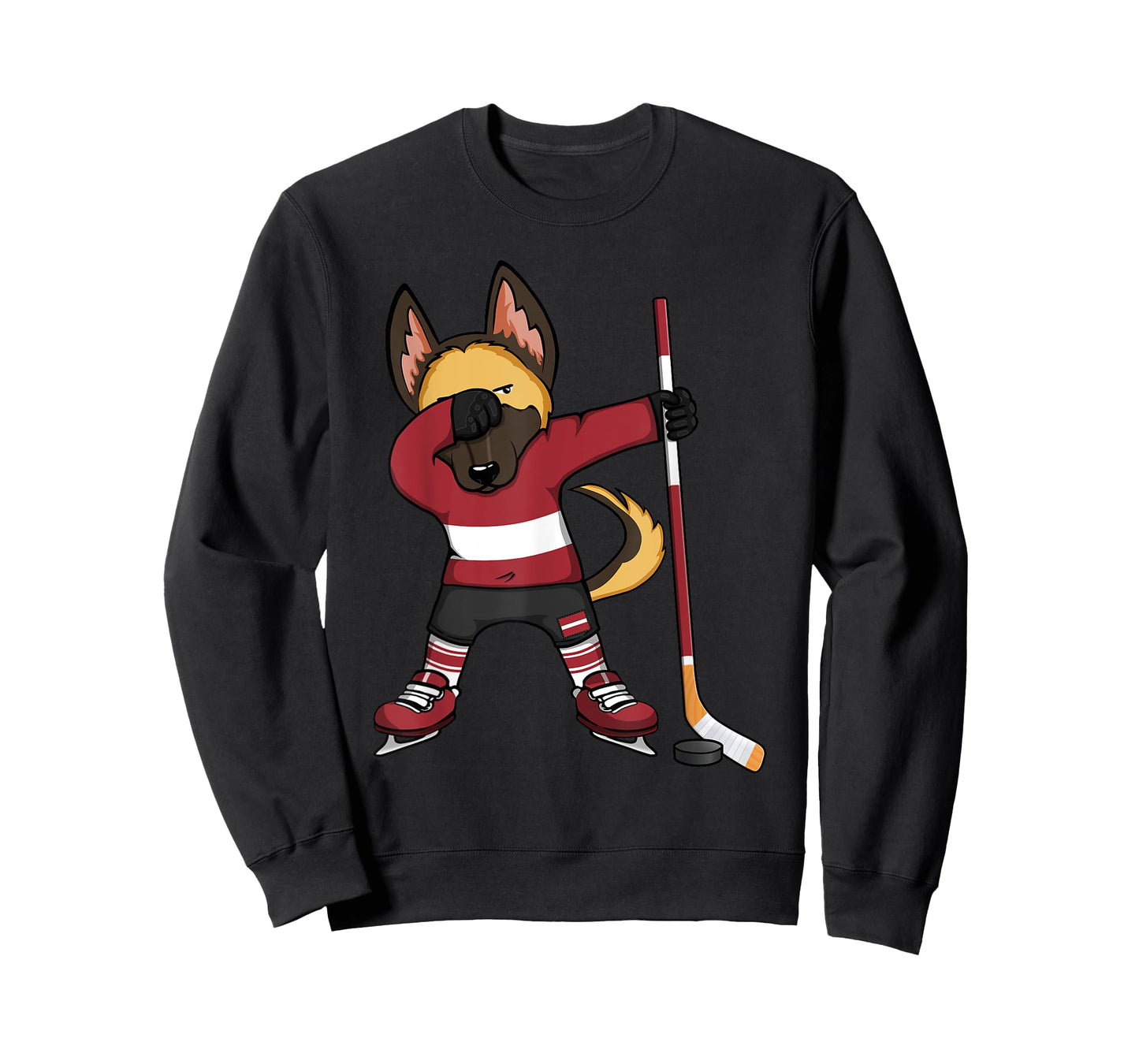 Dabbing German Shepherd Latvia Ice Hockey Fans Winter Sports T-Shirt