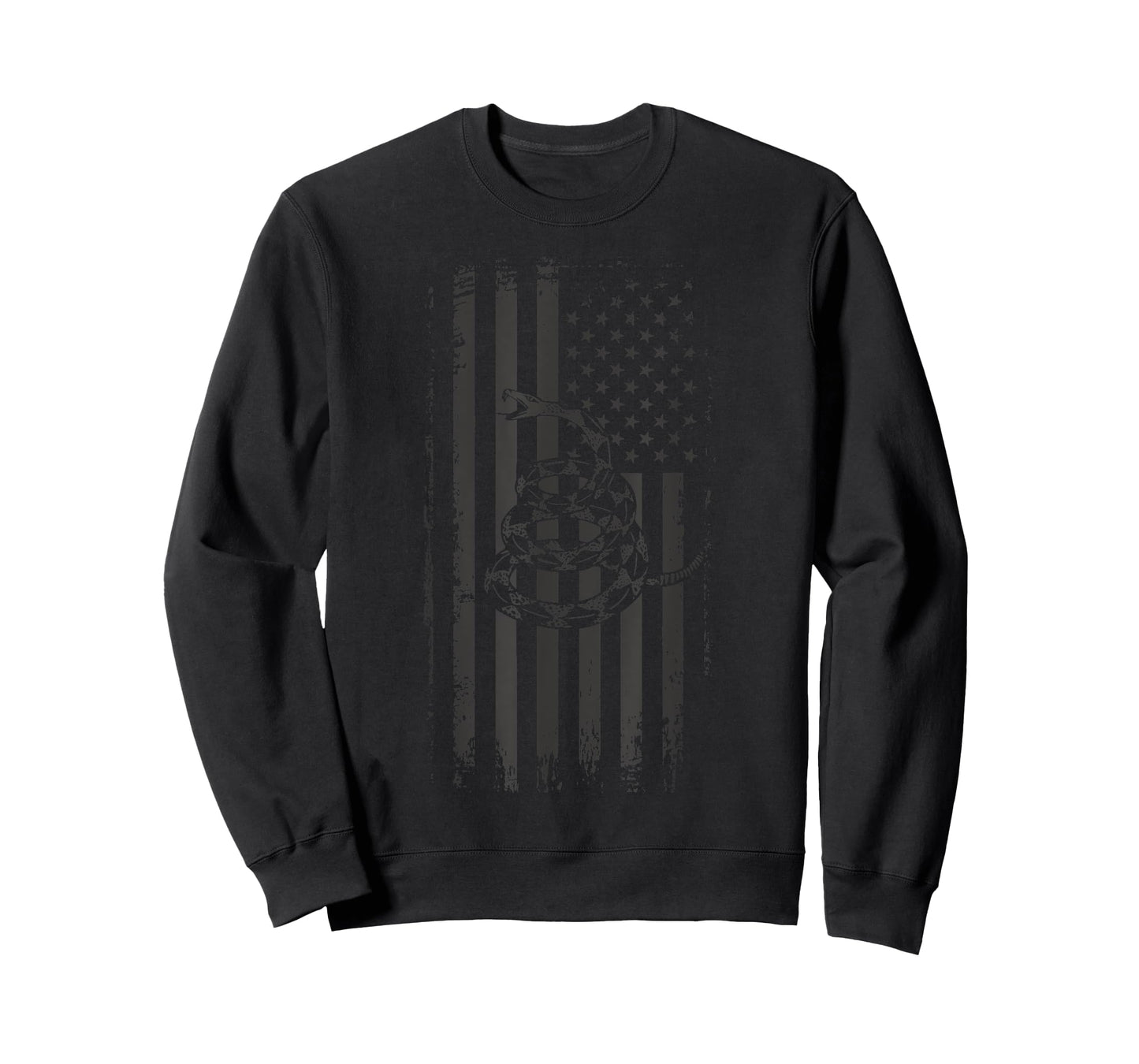 American Flag & Snake Patriotic Shirt Stealth Black T-Shirt