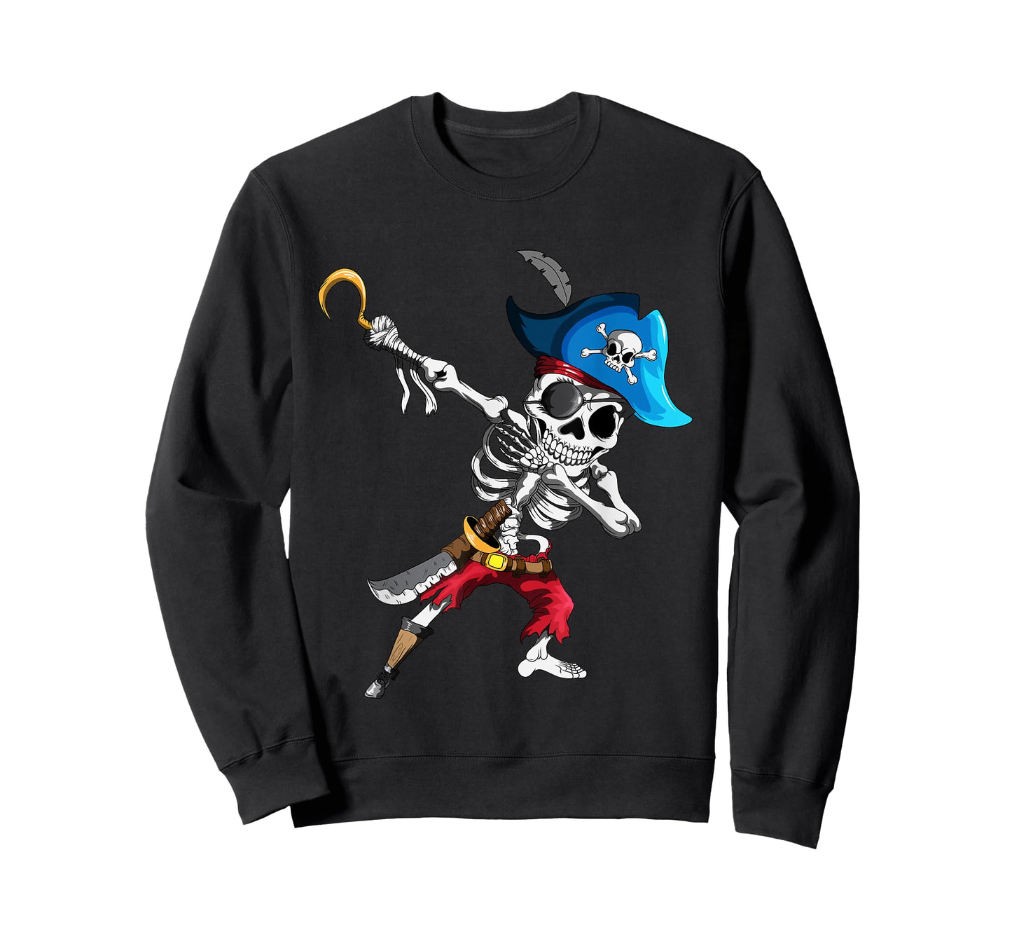 Dabbing Pirates Skeleton Eye Flap Pirate Ship Halloween T-Shirt