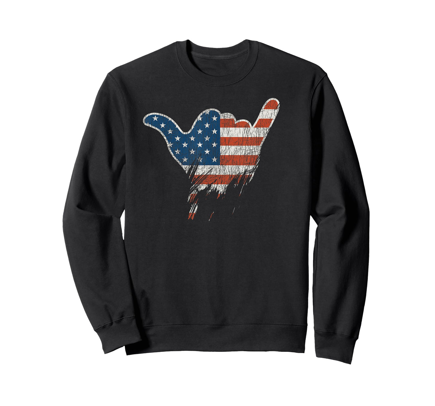 Patriotic Surfer Hang Shirt American Flag Loose Hand Sign Women Kids Men T-Shirt