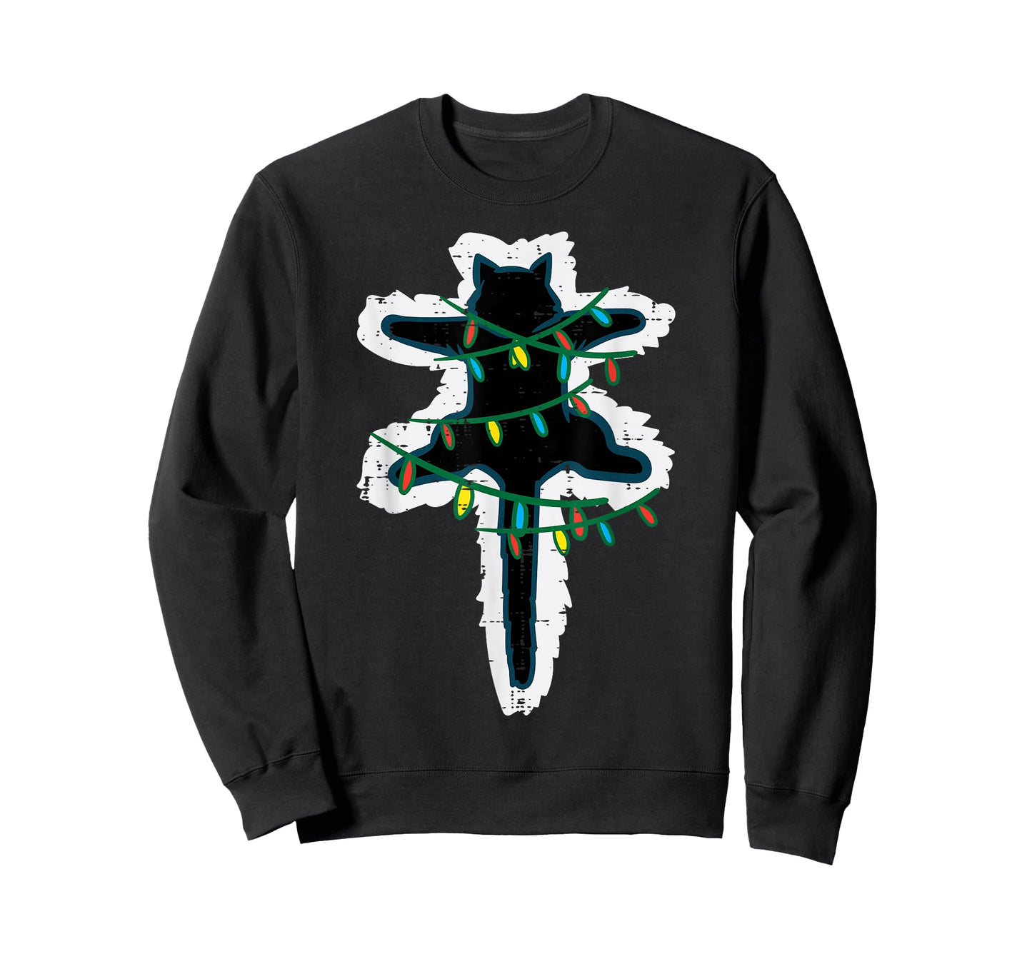 Christmas Lights Fried Cat Funny Xmas Women Girls Kids Men T-Shirt