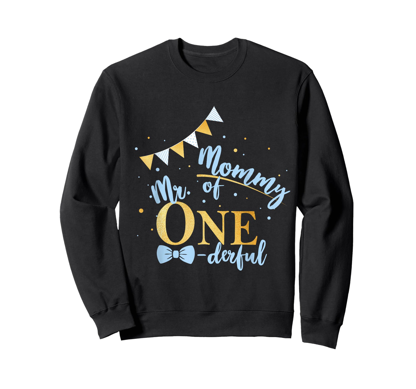 Mommy Of Mr One-derful Party Blue-Gold Mom Boy 1st Birthday T-Shirt