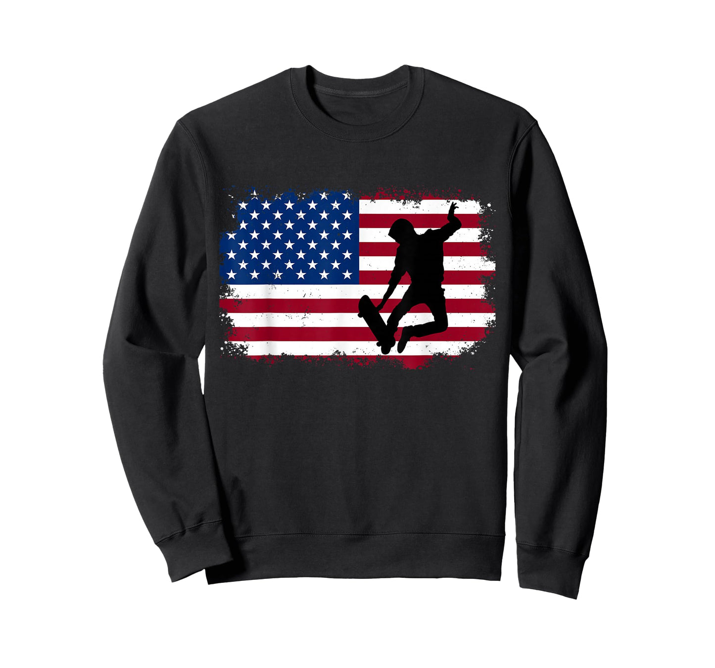 Skateboarding Skater Skate Board American Flag Men Boys T-Shirt