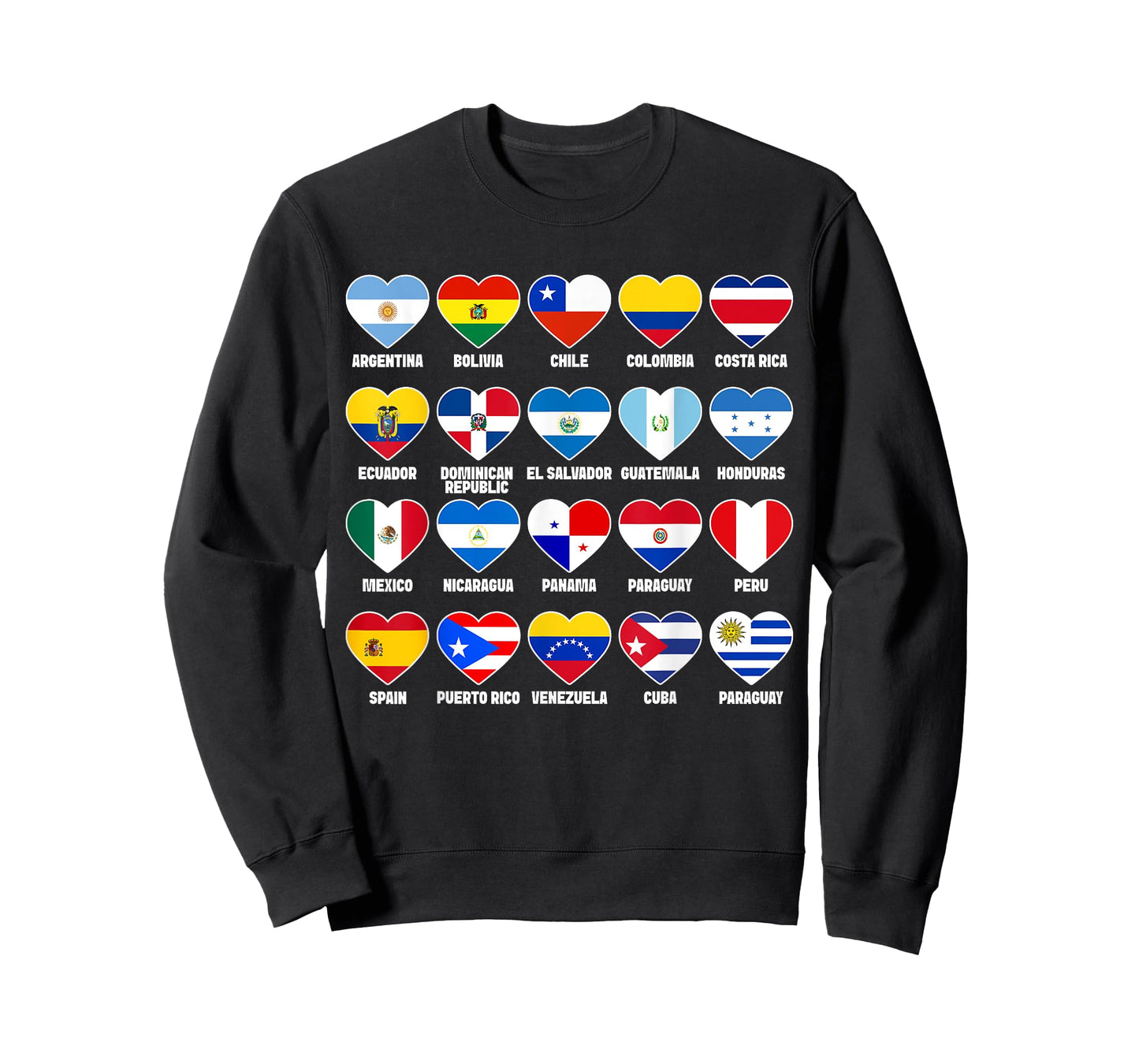 Hispanic Countries Flags Hearts Hispanic Heritage Month T-Shirt