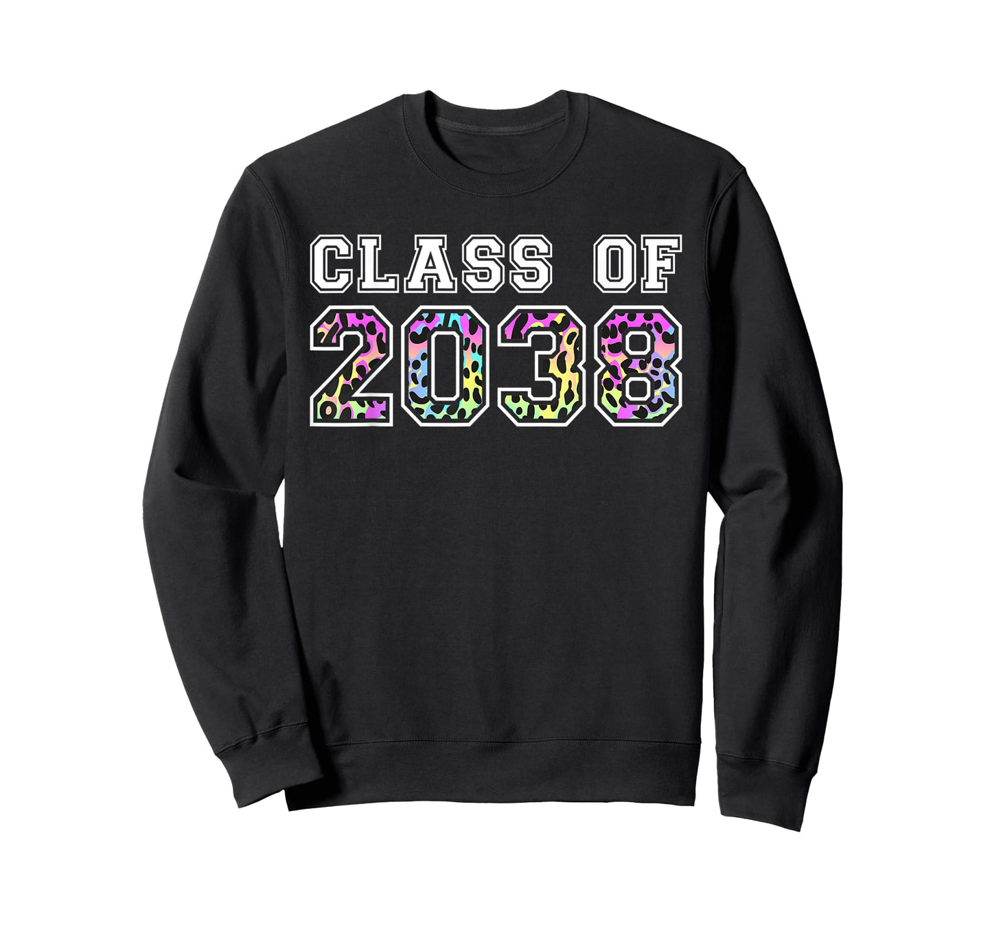 Class Of 2038 Grow With Me Pre-k 12th Grade Leopard Rainbow T-Shirt