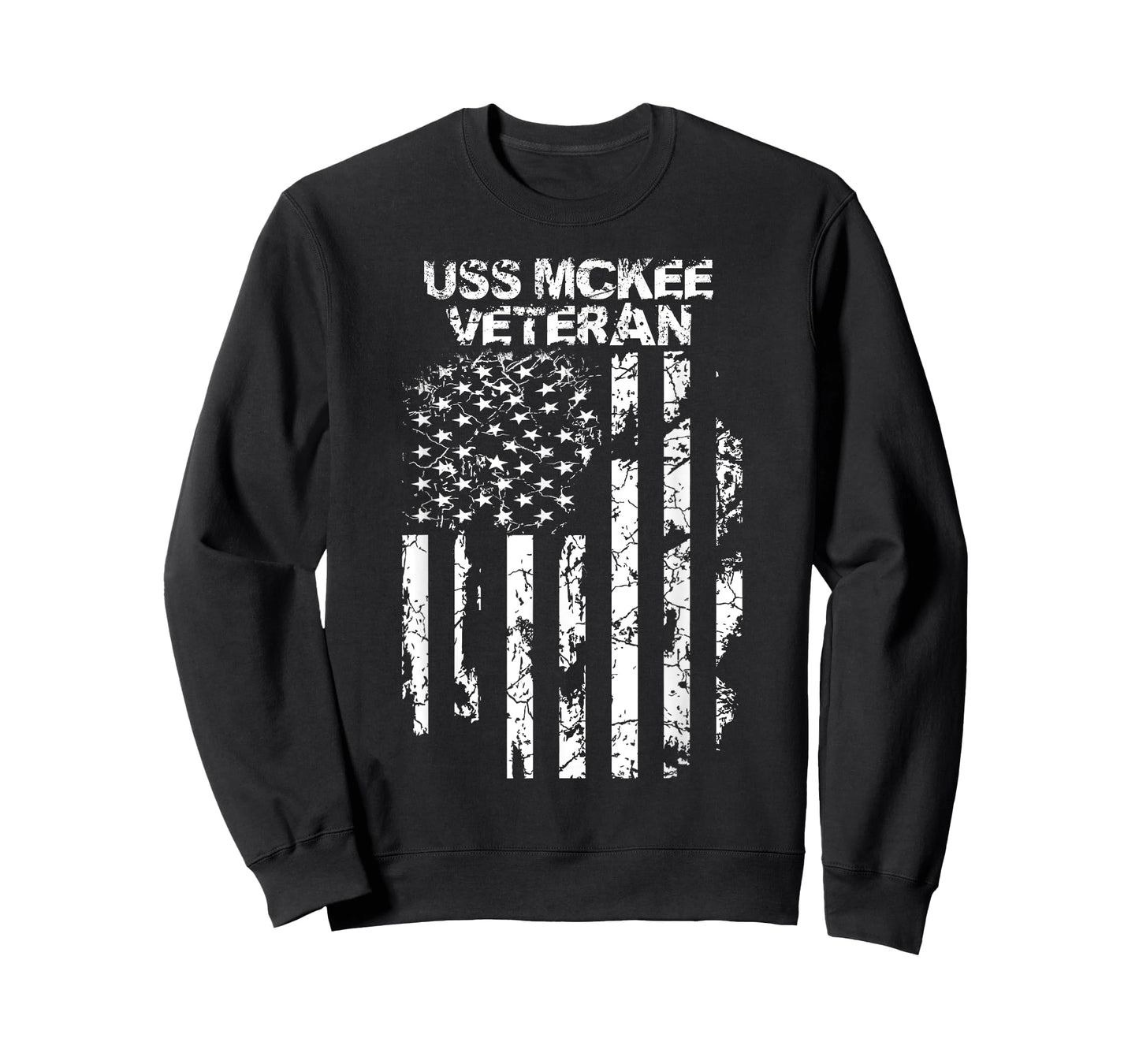 USS McKee Military Veteran Distressed USA Flag Women Men T-Shirt
