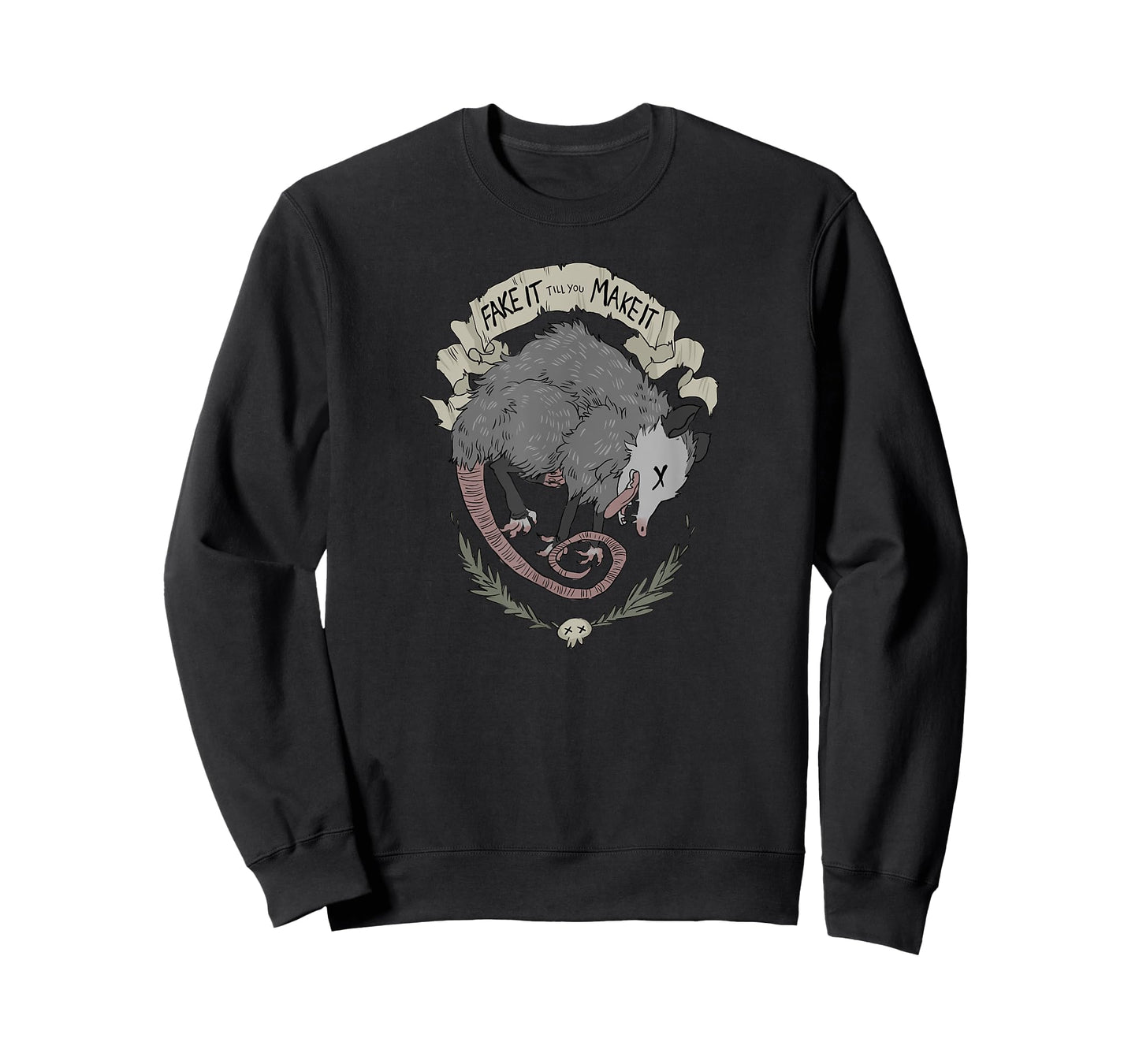 Street Cats Team Trash Racoon Rat Backyard Animal Opossum I Funny Dead Possum Fake It Till You Make It Unisex-Adults Black Short Sleeve T-Shirt