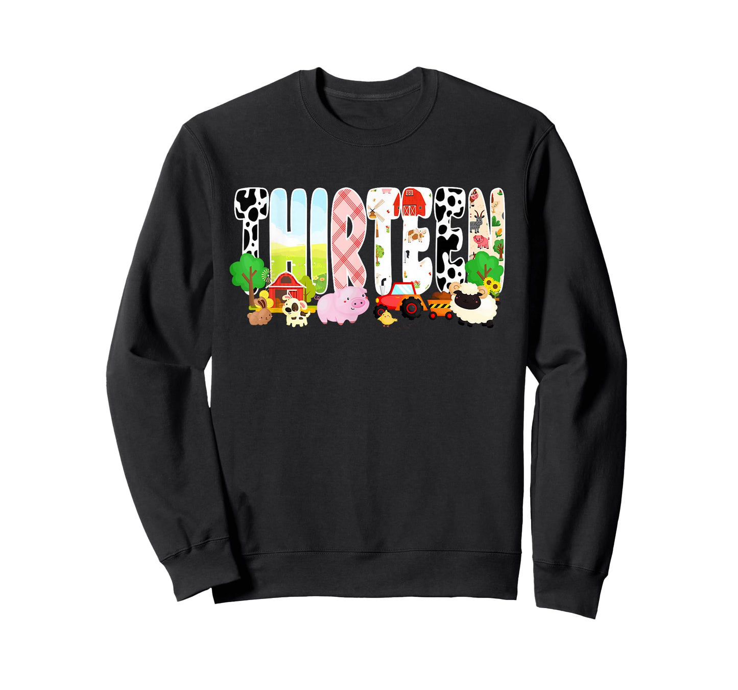 13 Year Old Boy Girl 13th Birthday Farm Animals Theme T-Shirt