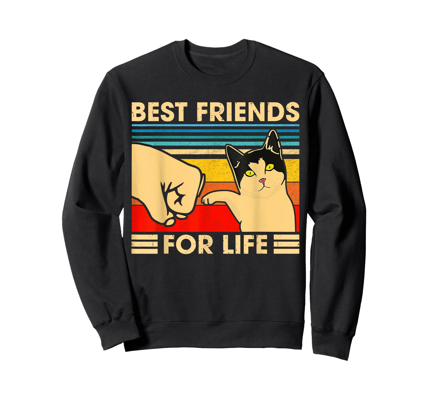 Vintage Cat Best Friends For Life Fist Bump Funny Cat Lovers T-Shirt