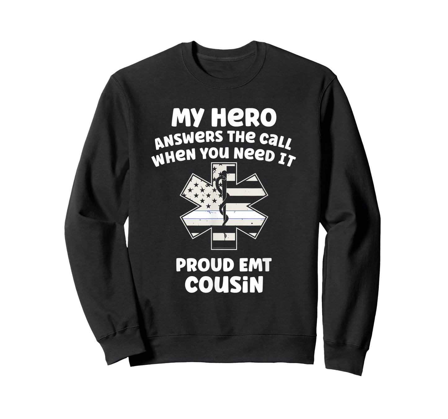 Proud EMT Cousin Thin White Line American Flag Women Kids Men T-Shirt