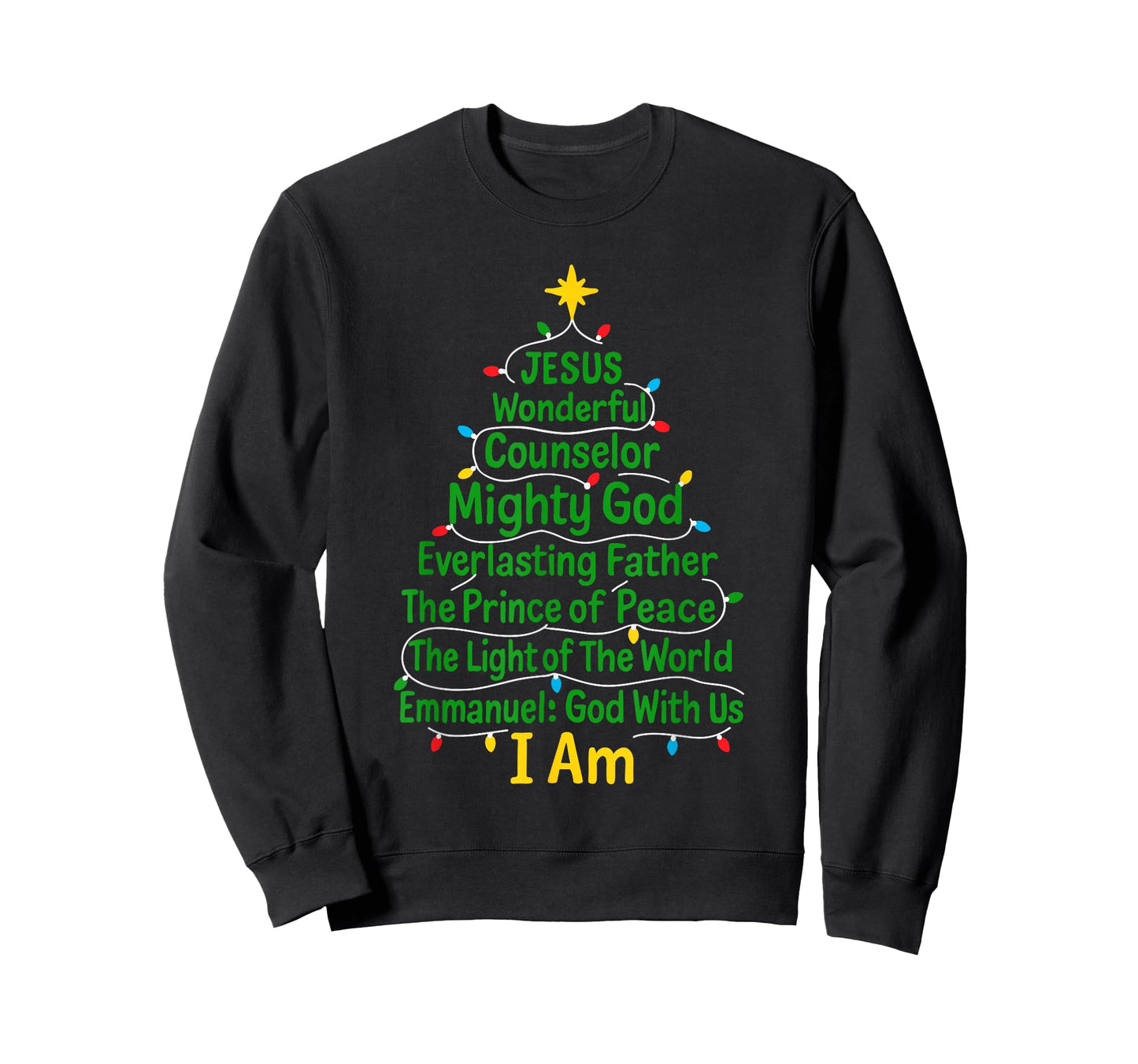 Christian Christmas Jesus Bible Names Xmas Tree Shaped T-Shirt
