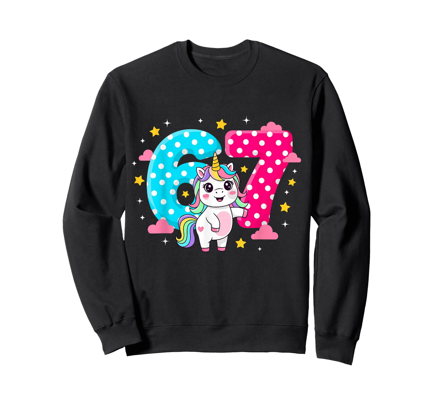 Six Seven Bruh Dabbing Unicorn 6 7 Meme 7th Birthday Girl T-Shirt