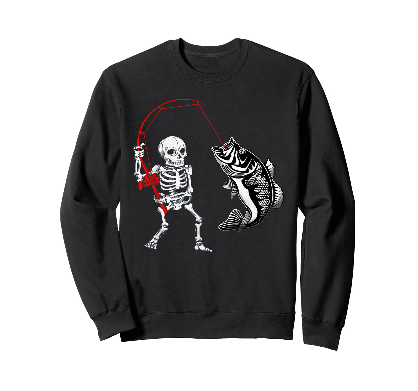 Skeleton Fishing Halloween Bass Fisherman T-Shirt