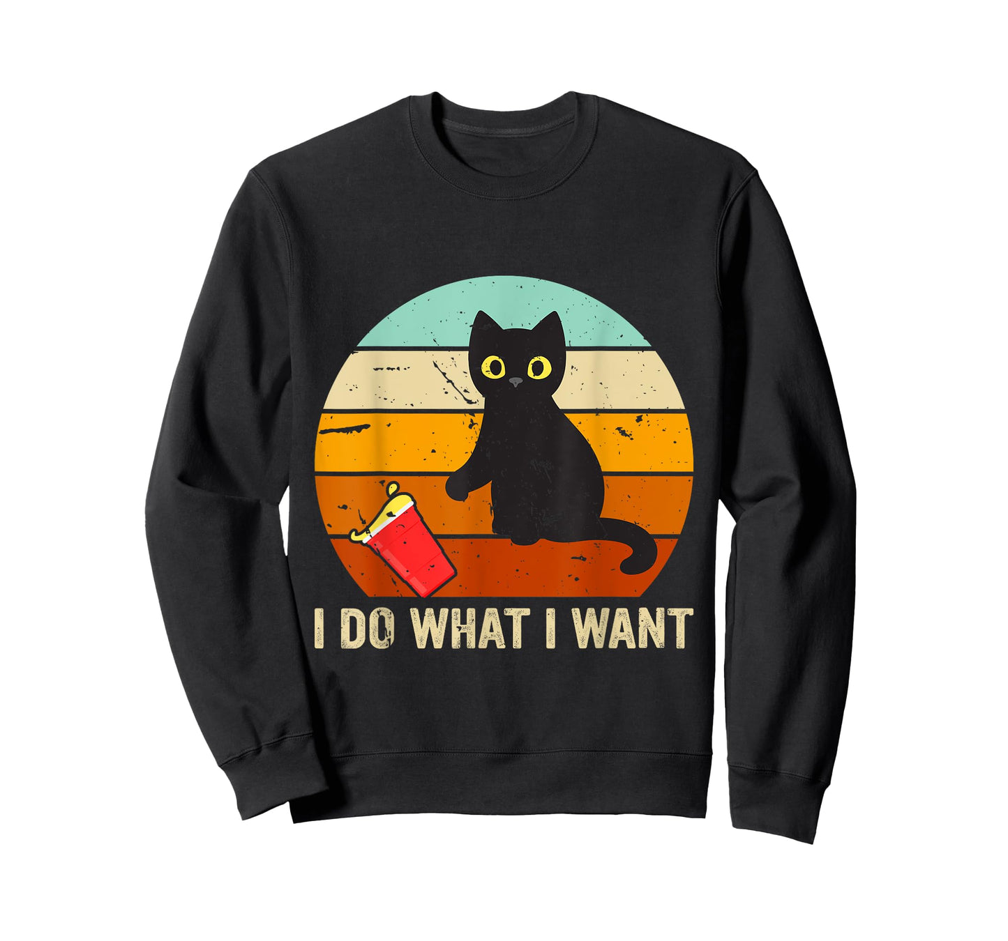 I Do What I Want Cat Coffee Black Cat Red Cup Funny Graphic Men Women Kids T-Shirt