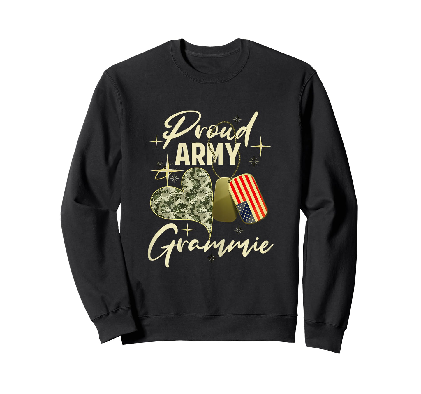 Proud Army Grammie Camouflage Mother's Day Dog Tag US Flag T-Shirt for Women