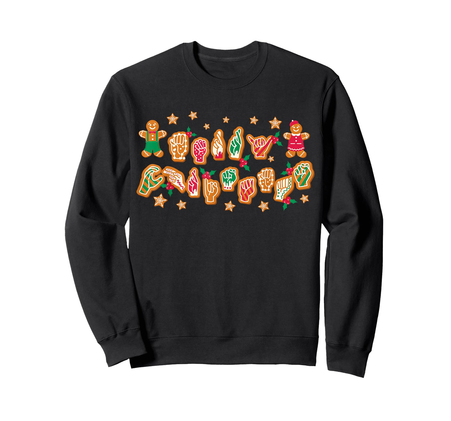 ASL Christmas American Sign Language Gingerbread Hands Deaf T-Shirt