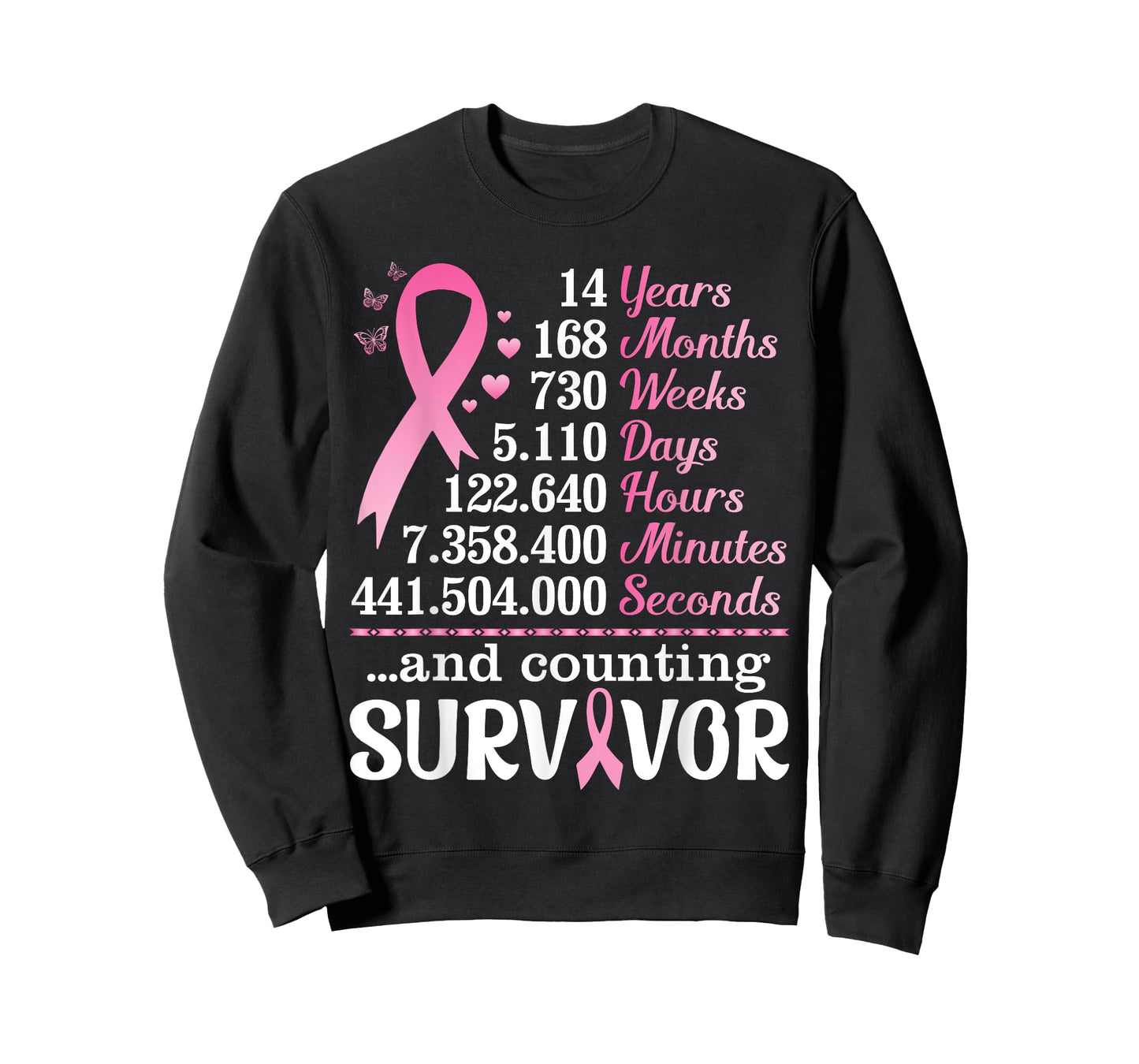 14 Years 168 Months Fighting Breast Cancer Counting Survivor T-Shirt