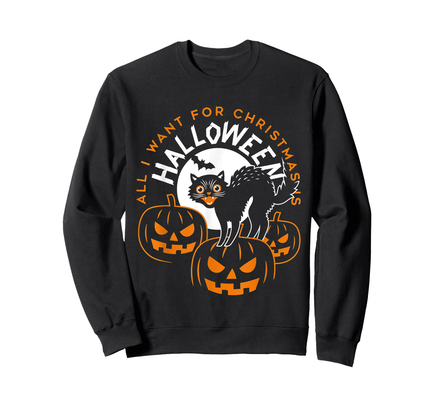 All I Want For Christmas Is Halloween Funny Cat Pumpkin Men Women T-Shirt