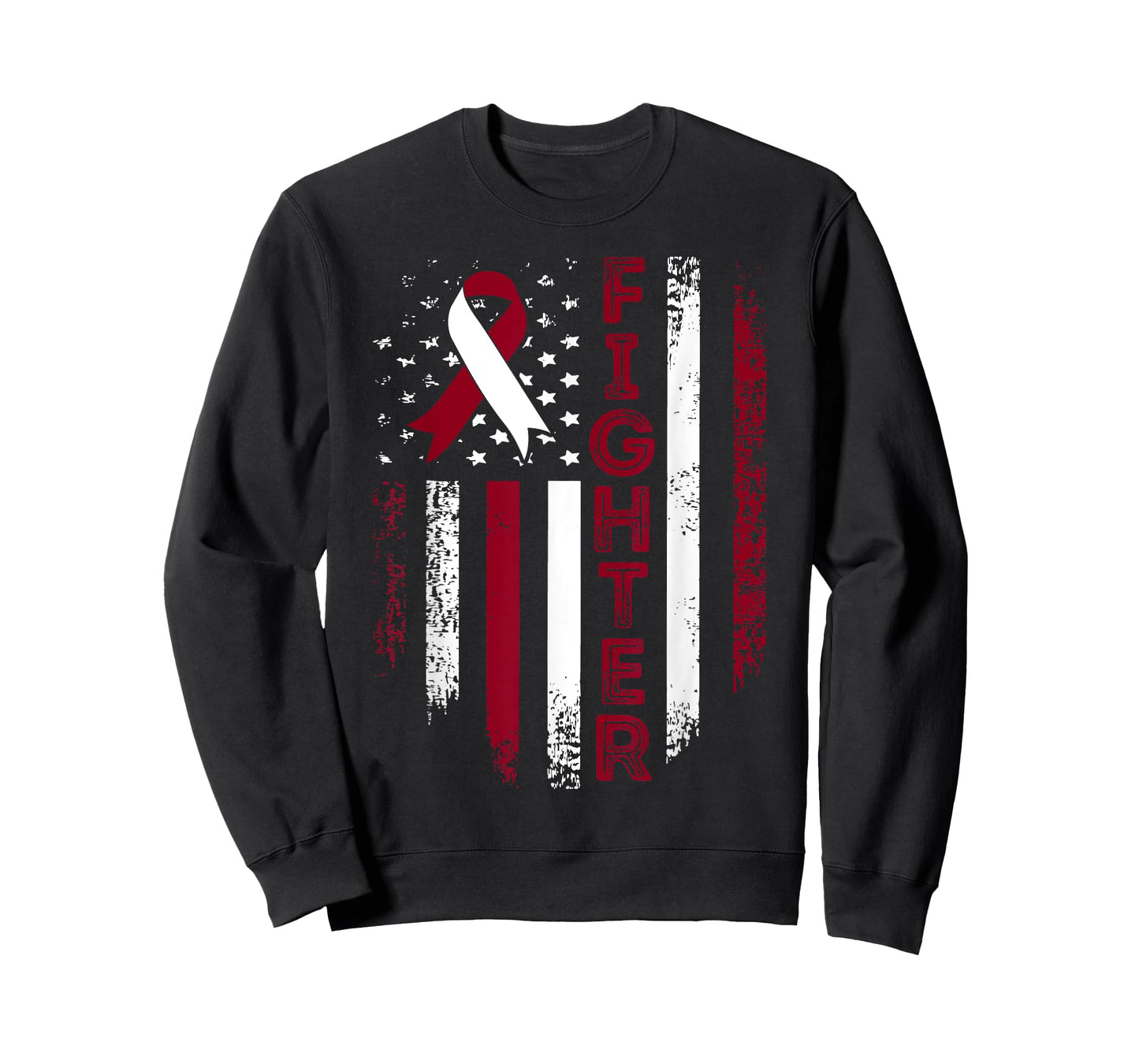 Fighter USA Flag Throat Cancer Awareness Throat Cancer T-Shirt