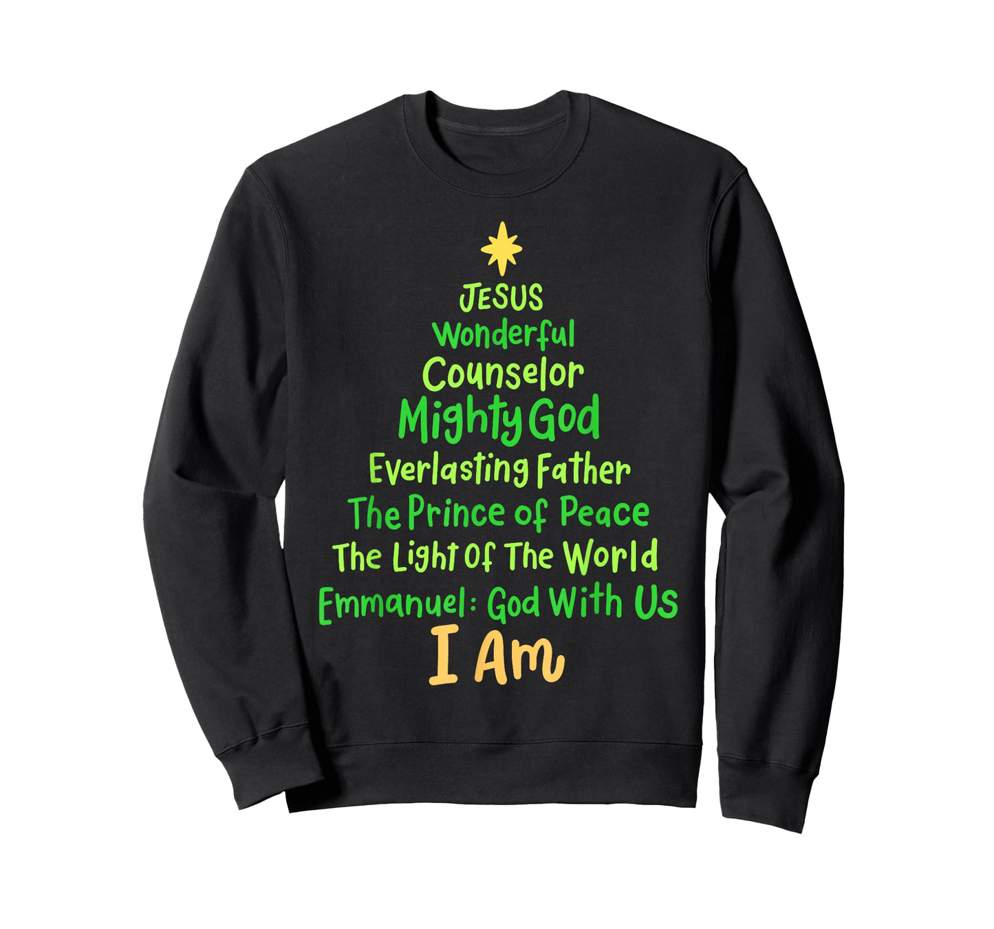 Christian Christmas Jesus Bible Names Xmas Tree Shaped T-Shirt
