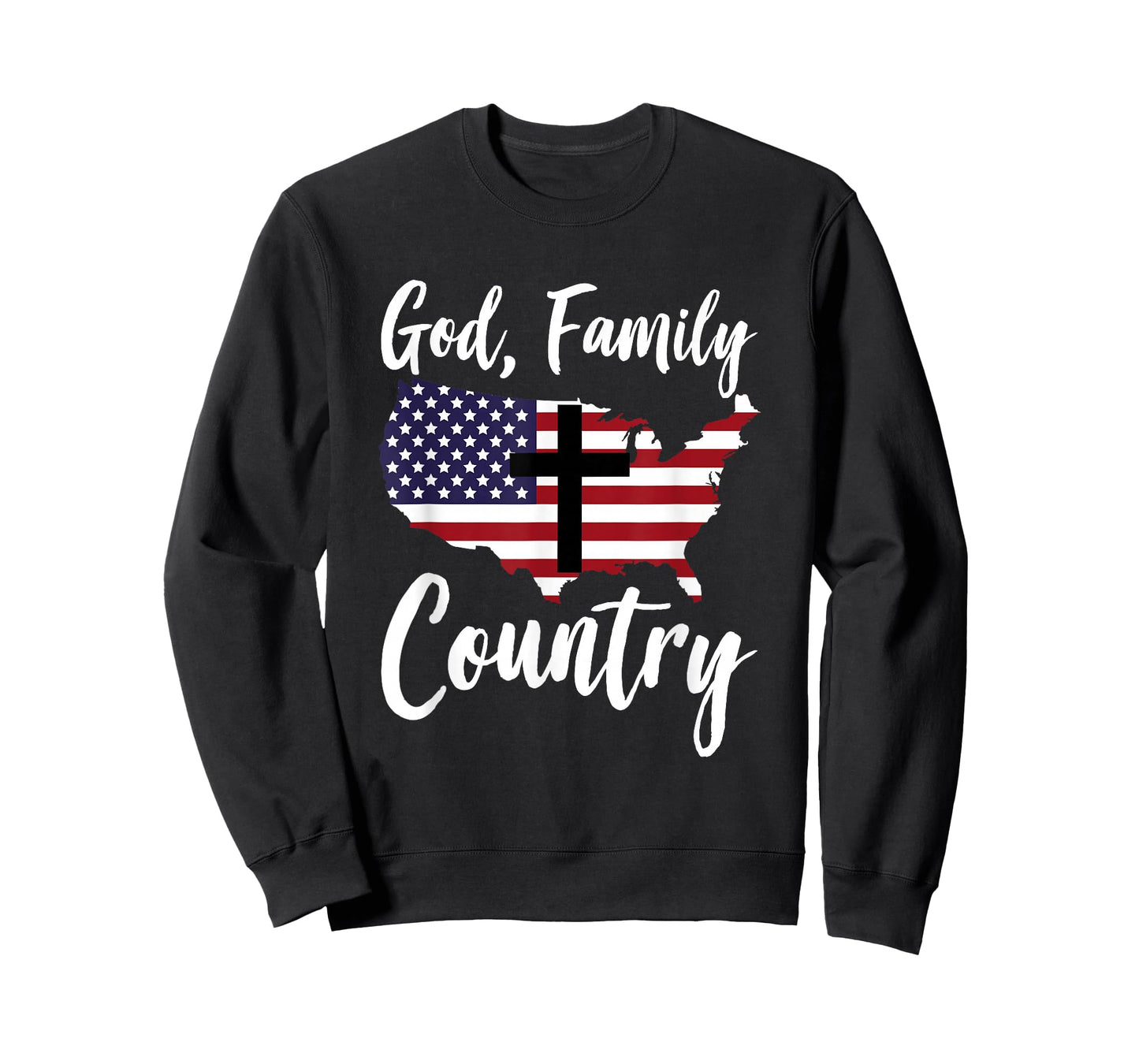 God Family Country Christian American Flag USA Map T-Shirt