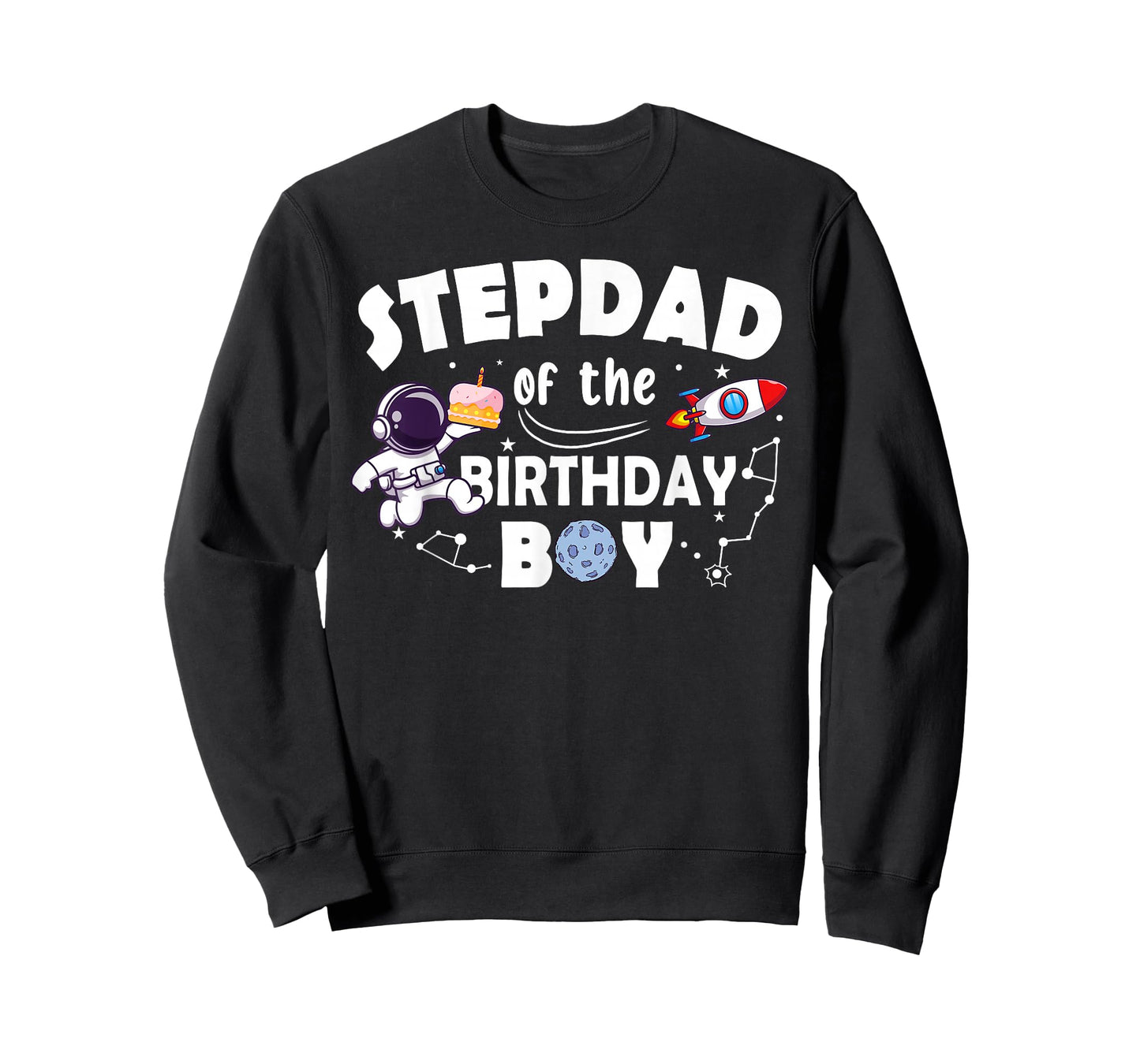 Stepdad Of The Birthday Astronaut Boy Space Theme T-Shirt