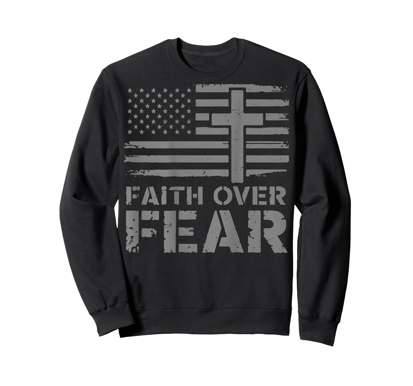 Mens Christian Faith Over Fear American Flag Patriotic Jesus T-Shirt