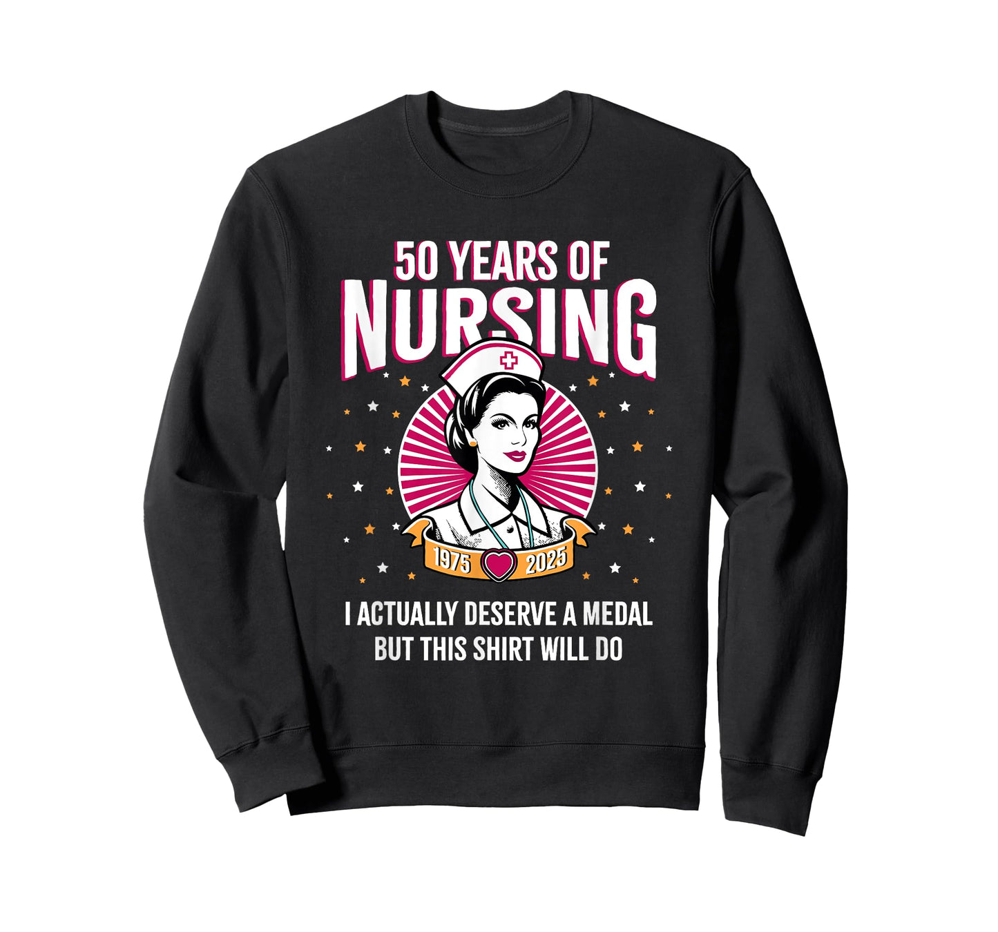 50 Years of Nursing Deserving a Medal Nurse Anniversary T-Shirt