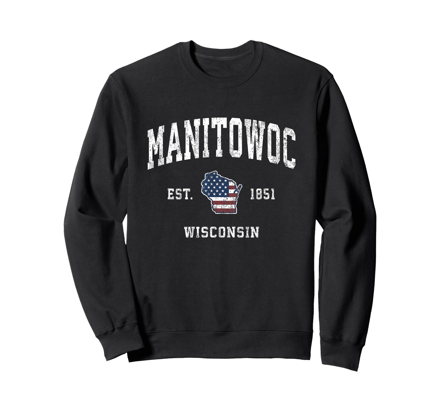 Manitowoc Wisconsin WI Vintage American Flag Sports Design T-Shirt