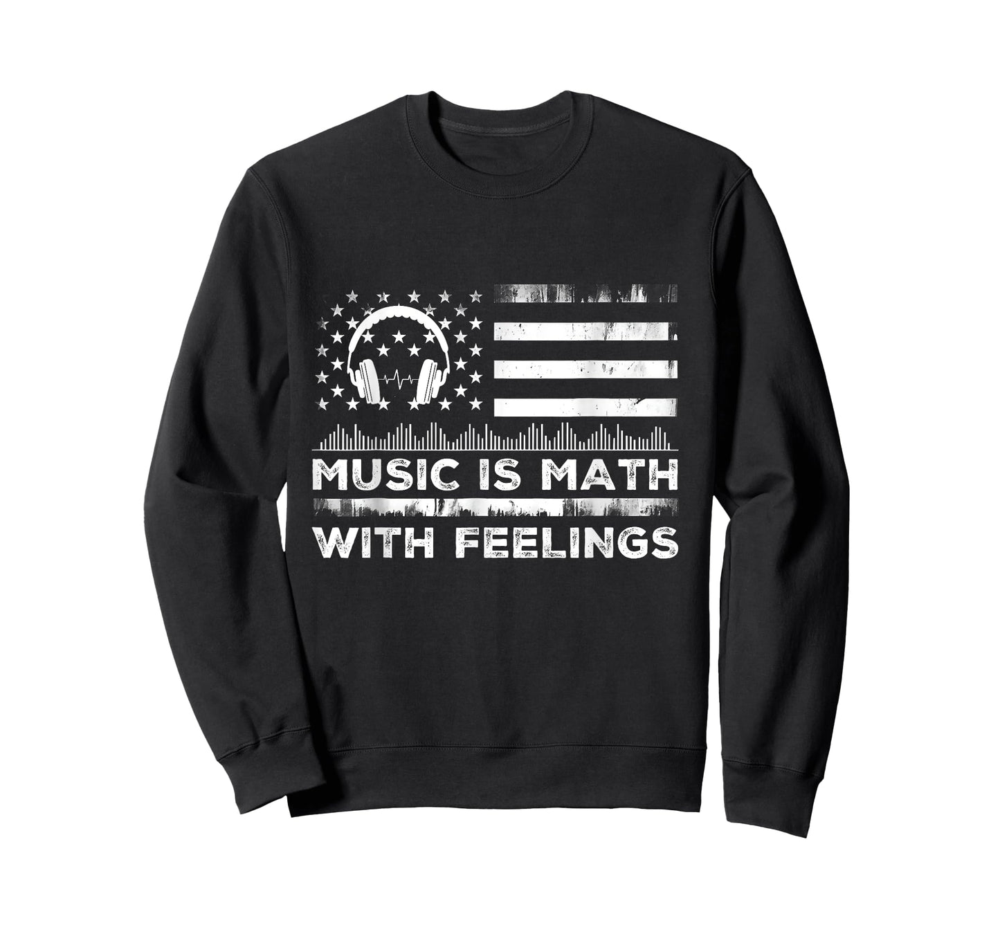 Music Is Math With Feelings Vintage Usa Flag Music Art Lover T-Shirt
