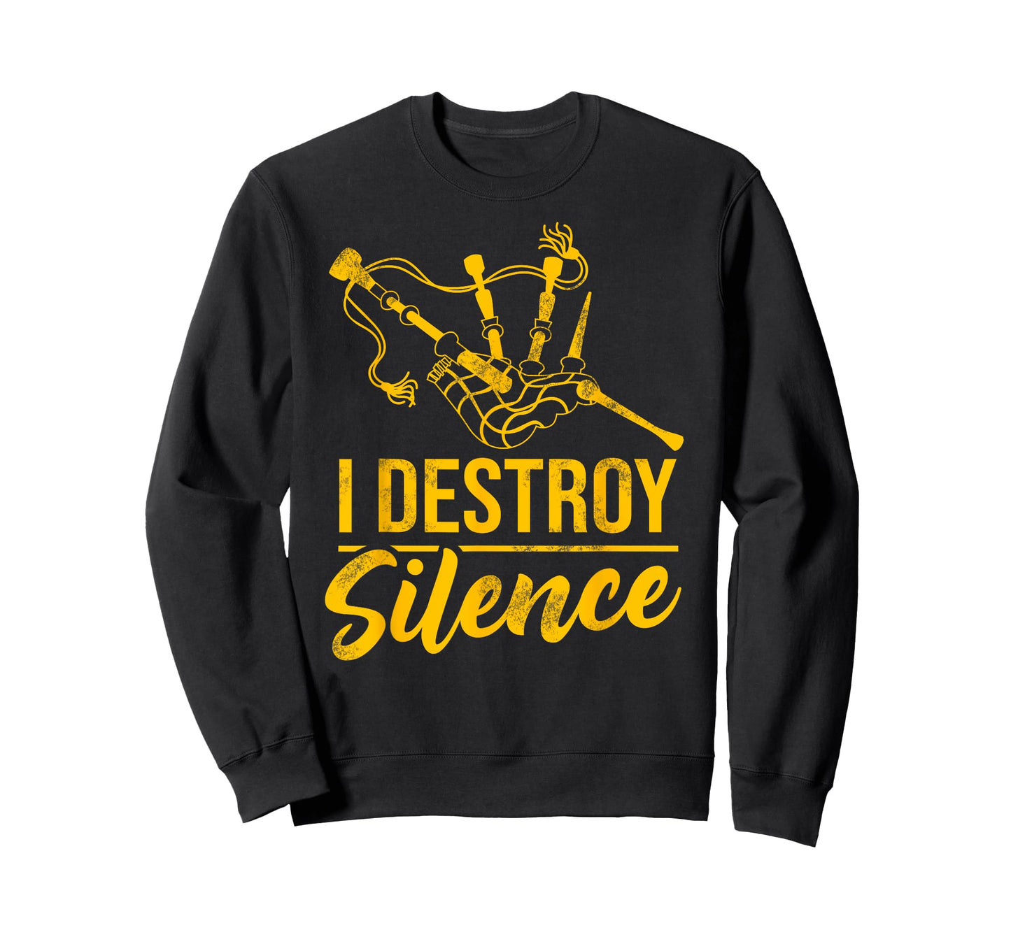 Bagpiper i destroy silence bagpipes funny bagpiper design T-Shirt