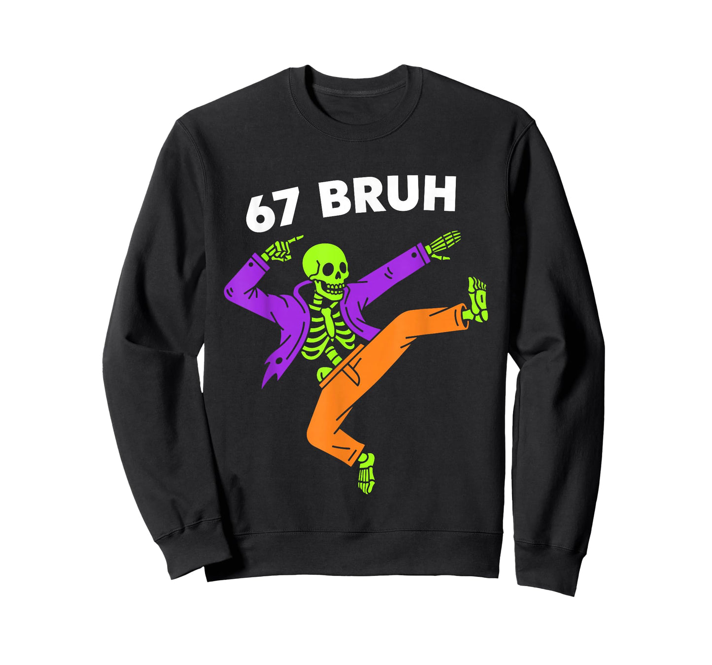 67 Bruh Halloween Dabbing Skeleton Meme 6 7 Numbers Funny T-Shirt