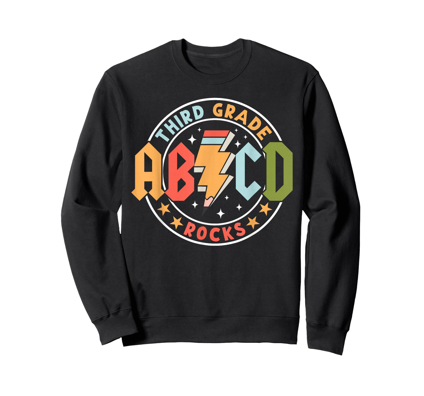 ABCD 3rd Grade Rocks Pencil Lightning Teachers Rock Boys T-Shirt
