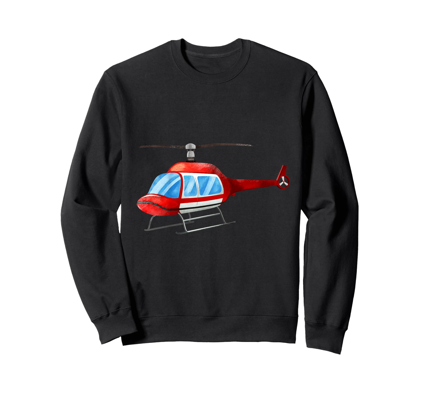Kids Watercolor Red Helicopter Plane Construction T-Shirt