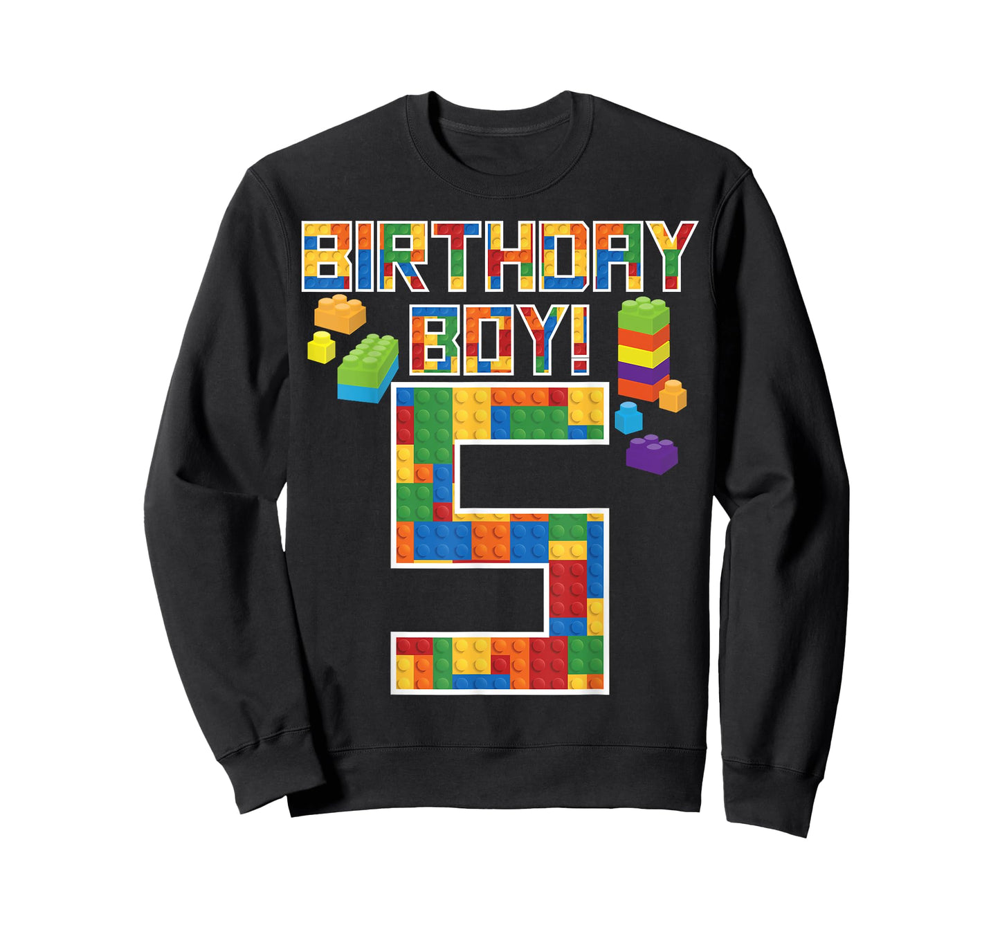 Cute 5th Birthday Gift 5 Years Old Block Building Boys Kids T-Shirt
