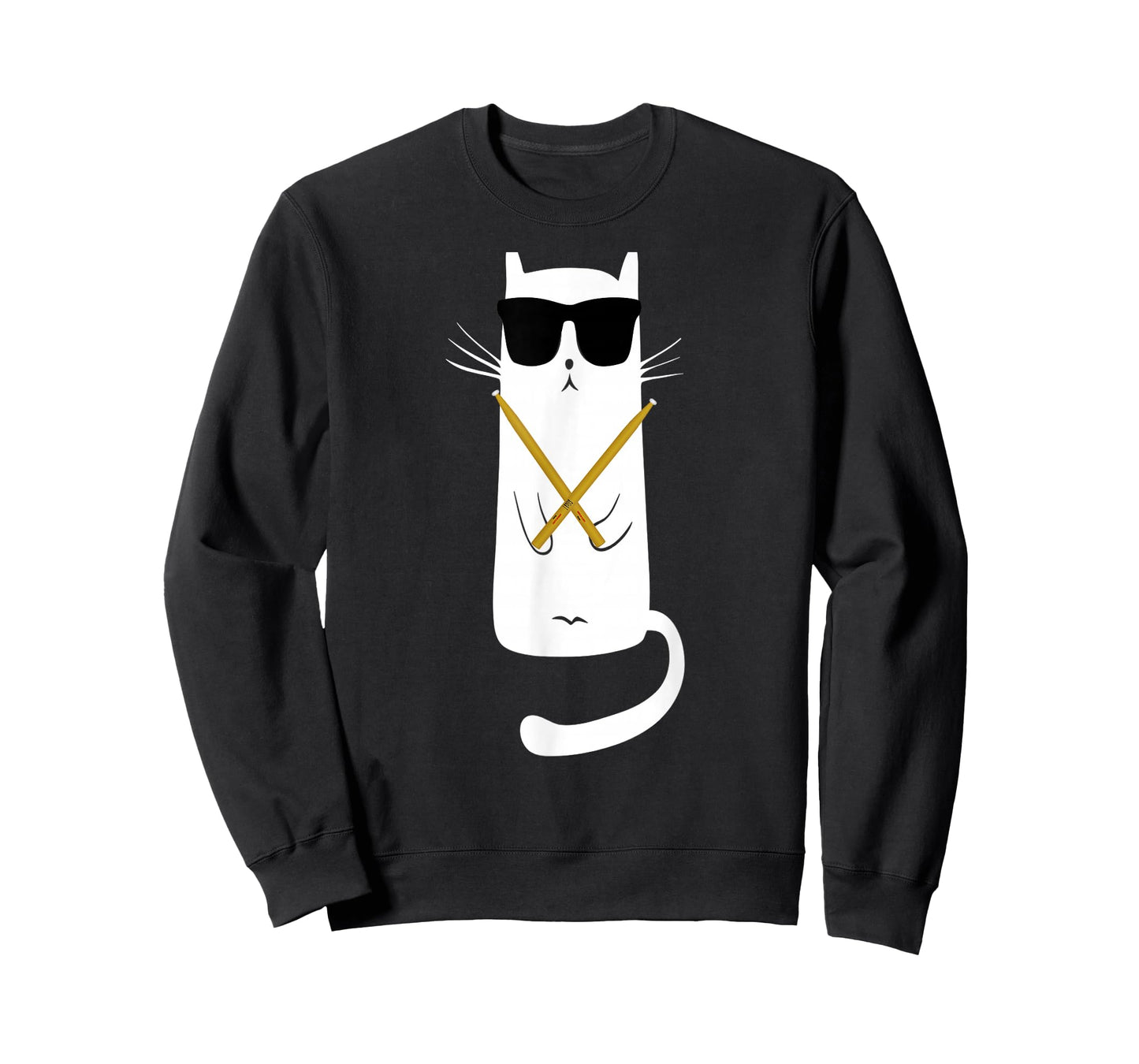 Funny cat Wearing Sunglasses Drums Playing Drums T-Shirt Small