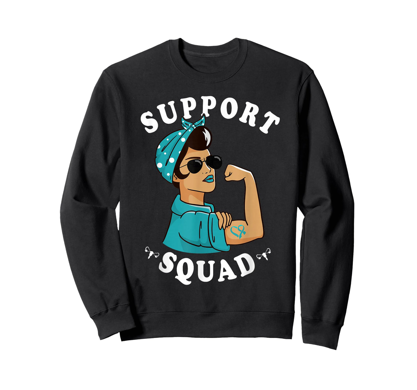 "Support Squad" Teal Ribbon Bandana Women Ovarian Cancer T-Shirt