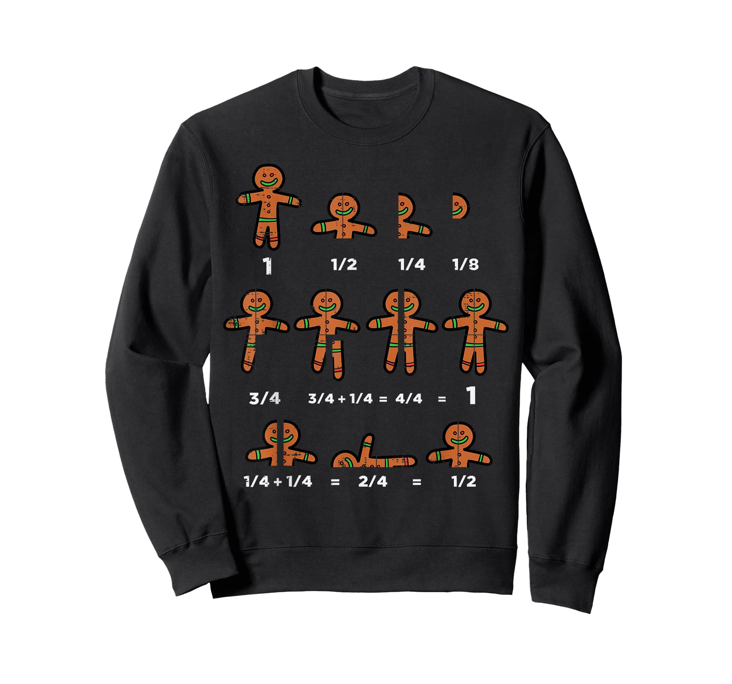 Christmas Gingerbread Fraction Cute Xmas Cookie Math Teacher T-Shirt