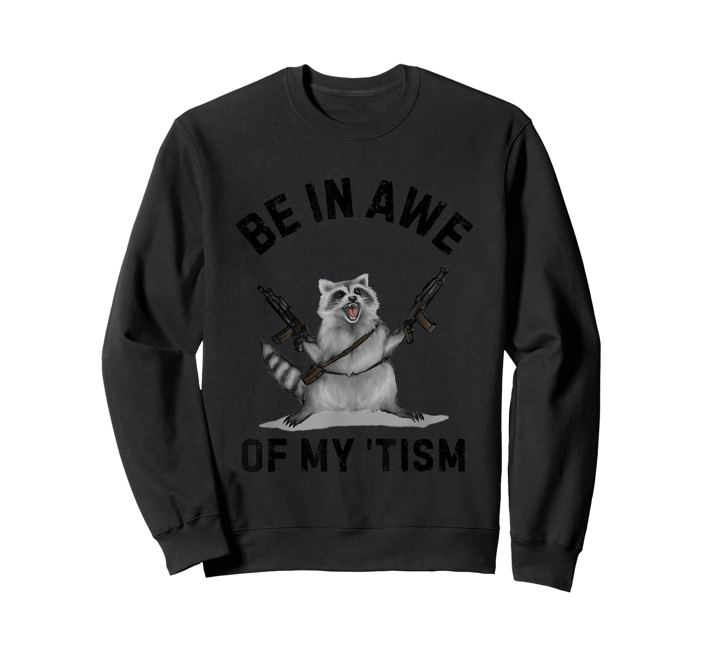 Vintage Be in Awe Of My 'Tism USA Flag Funny Raccoon Vintage T-Shirt