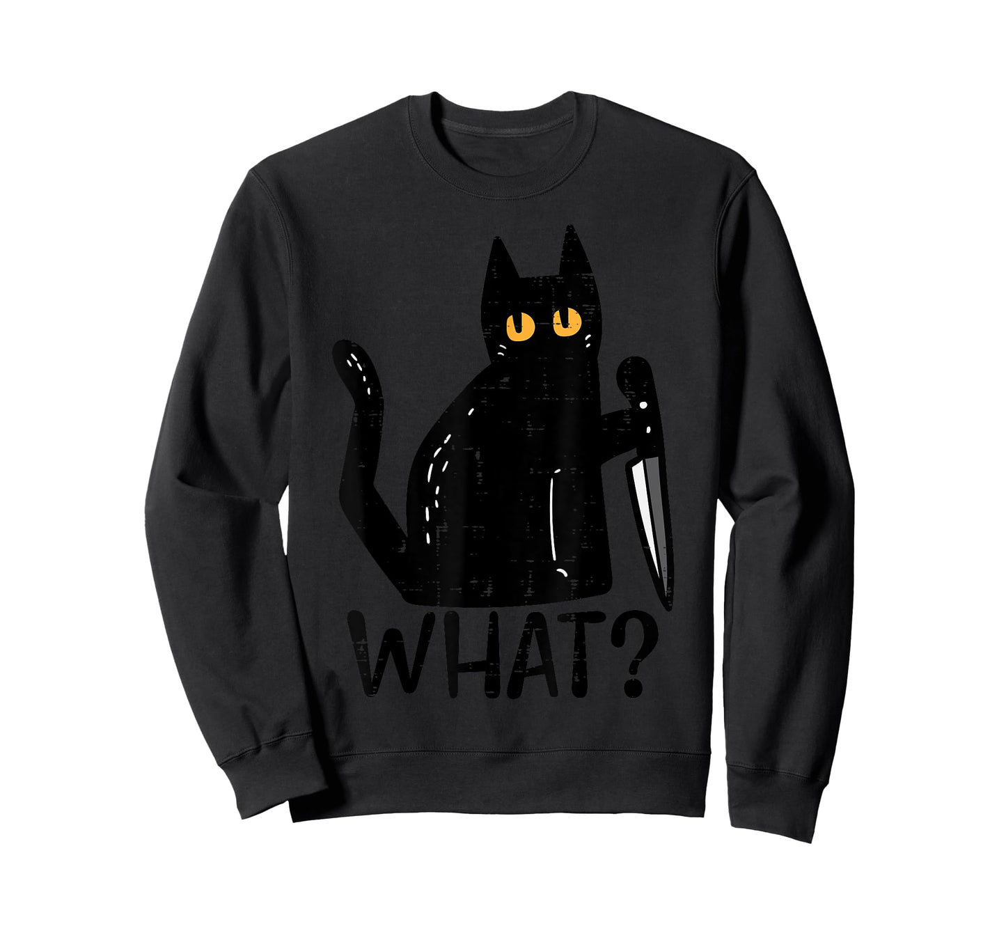 Black Cat What Knife Funny Murderous Halloween Pet Men Women T-Shirt