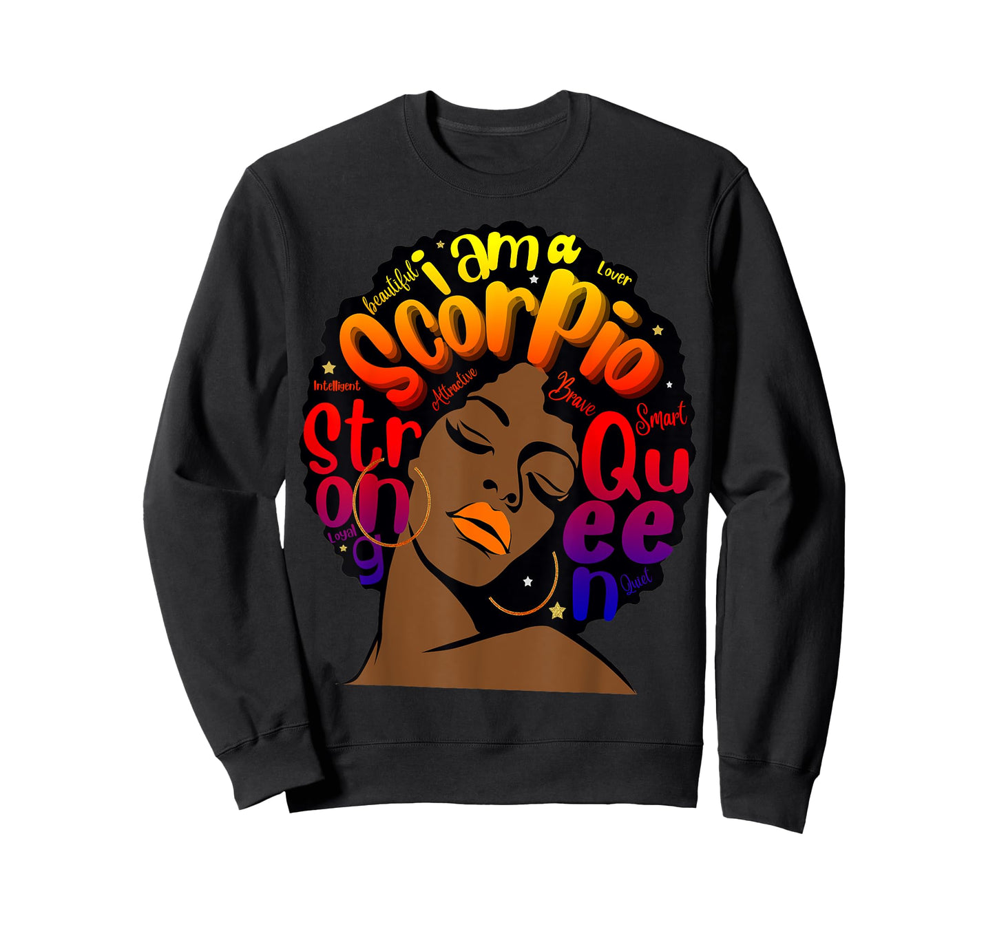 Birthday Gifts Orange Lips Melanin I Am A Scorpio Queen T-Shirt