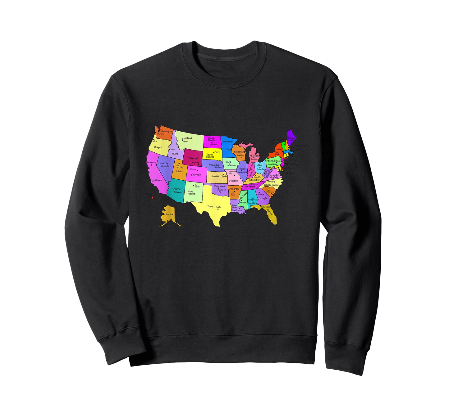 States & Capitals t-shirt Colorful USA Map School Geography T-Shirt