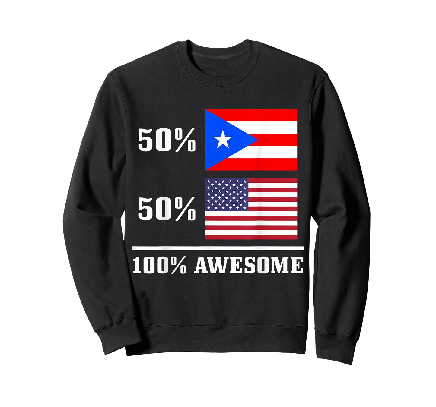 50% Puerto Rico 50% USA Puerto Rican American Flag Pride T-Shirt