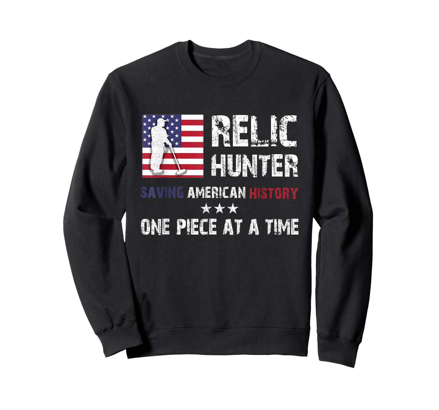 Relic Hunter Metal Detector Treasure Hunting US Flag Gift T-Shirt